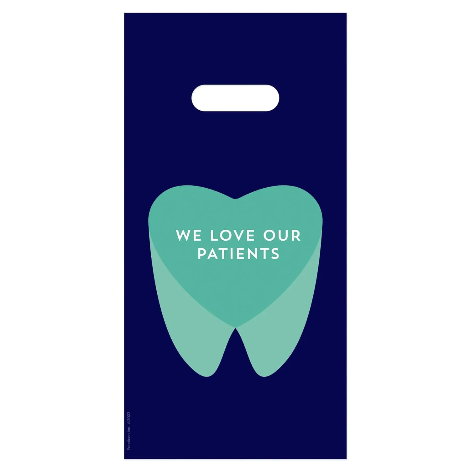Practicon We Love Our Patients 6" x 12" Dental Giveaway Bags, Dental Hygiene Patient Care Goodie Bag, Dentist Office Plastic Gift Bags, 100 Pack