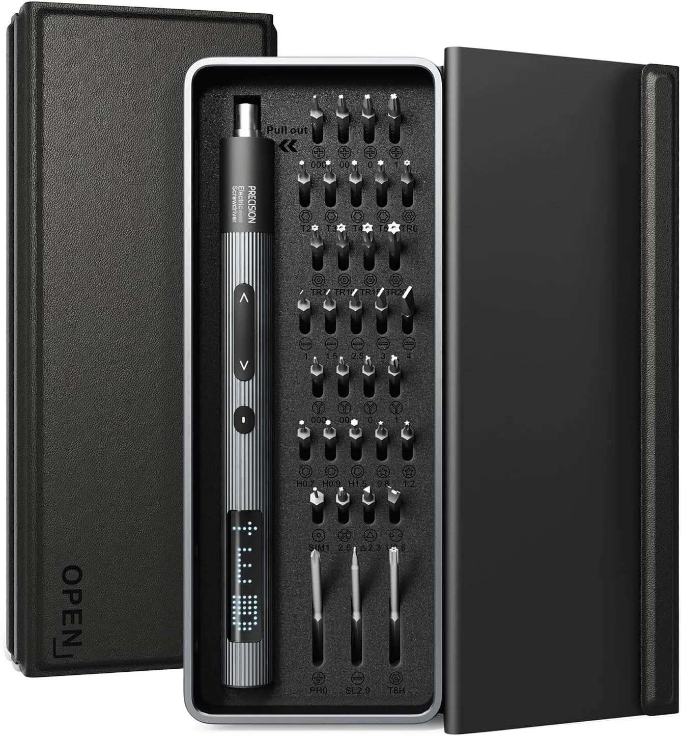 Precision Electric Screwdriver Set with LED Screen, 36 in 1 Mini Rechargeable Battery Power Repair Tool Kit with 0.3N.m, Leather Aluminum Case, Micro Cordless Automatic Screw Driver for iphone PC DIY