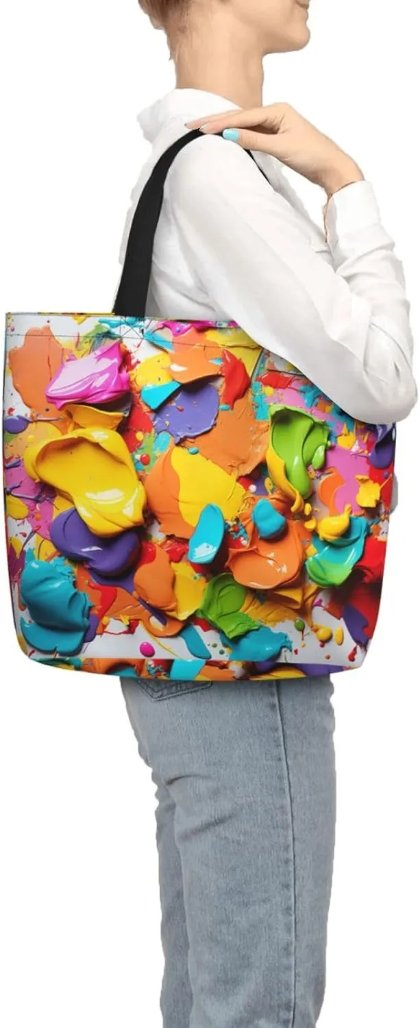 Pretty Flower Print Tote Bag Shoulde Bag Handbag Grocery Bags Reusable For Office Shopping Travel Casual Work Holiday