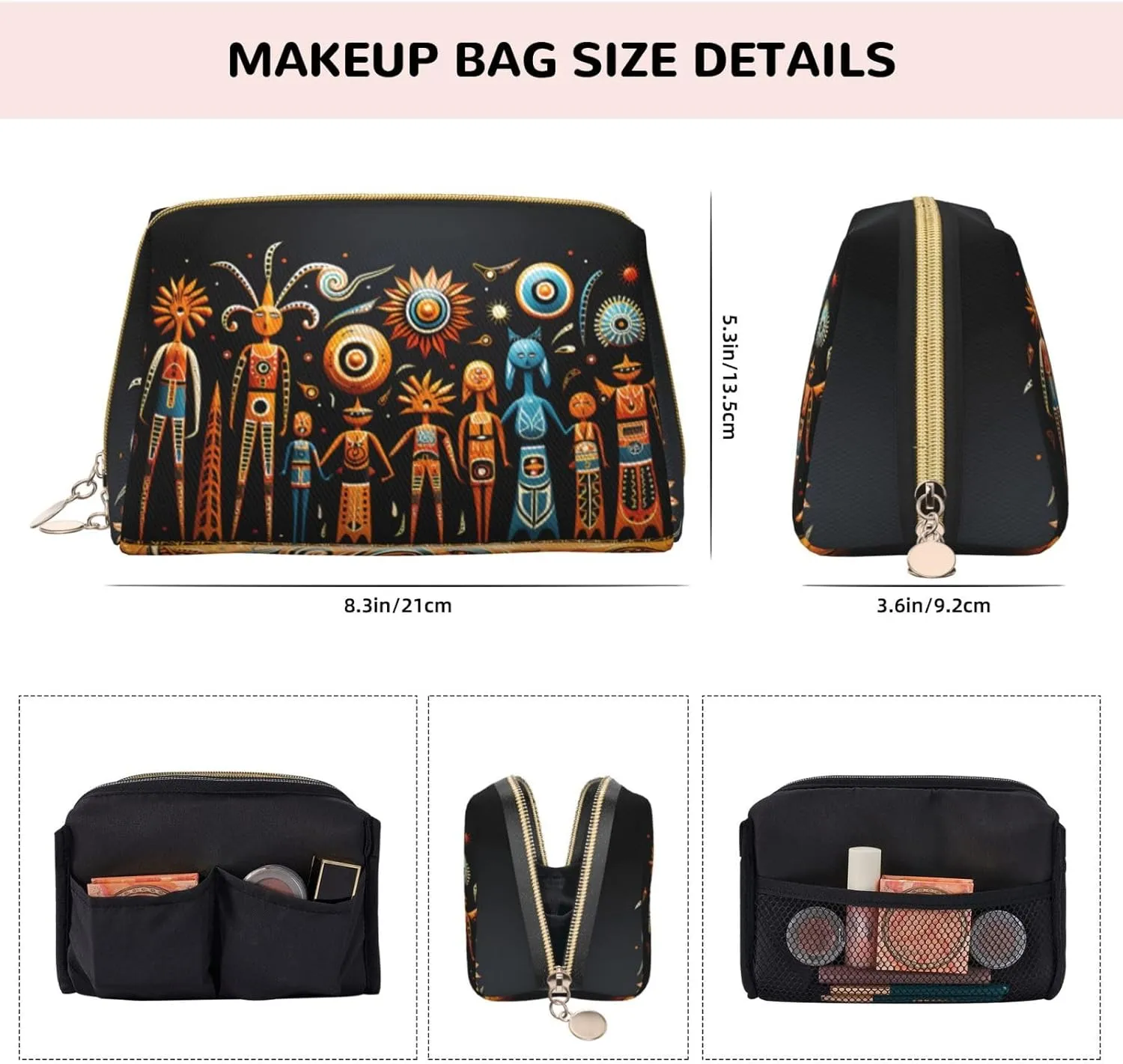 Primitive Totemmakeup Bag Organizer,Toiletry Cosmetic Bag,Zipper Pouch Brushes Storage Case(Large)