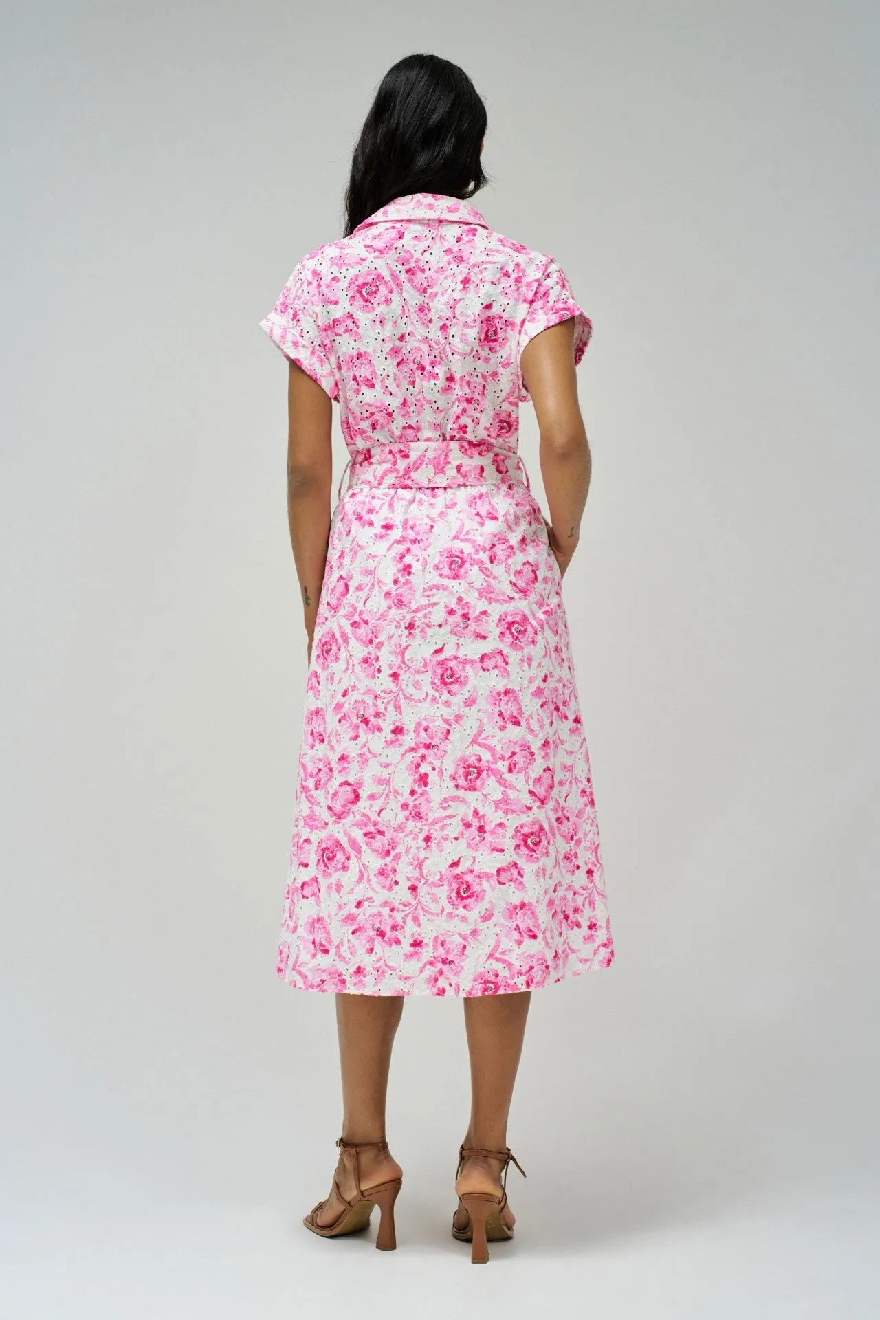 Print Embroidered Dress - Bordeaux