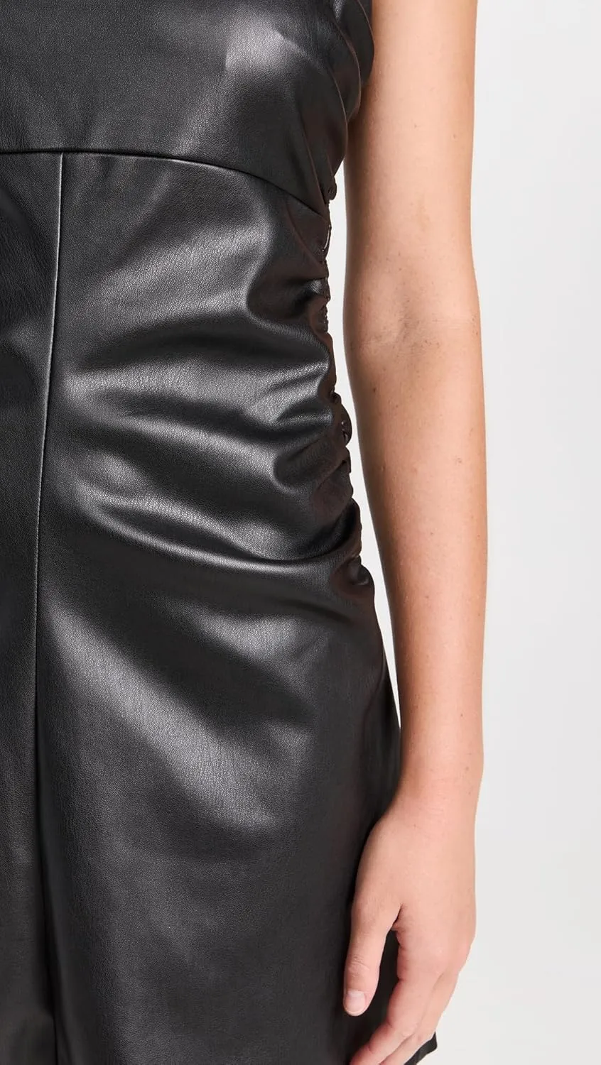Proenza Schouler White Label Women's Faux Leather Fitted Spagetti Mini Dress