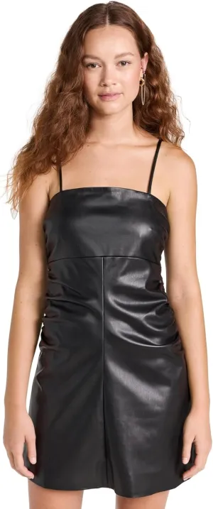 Proenza Schouler White Label Women's Faux Leather Fitted Spagetti Mini Dress
