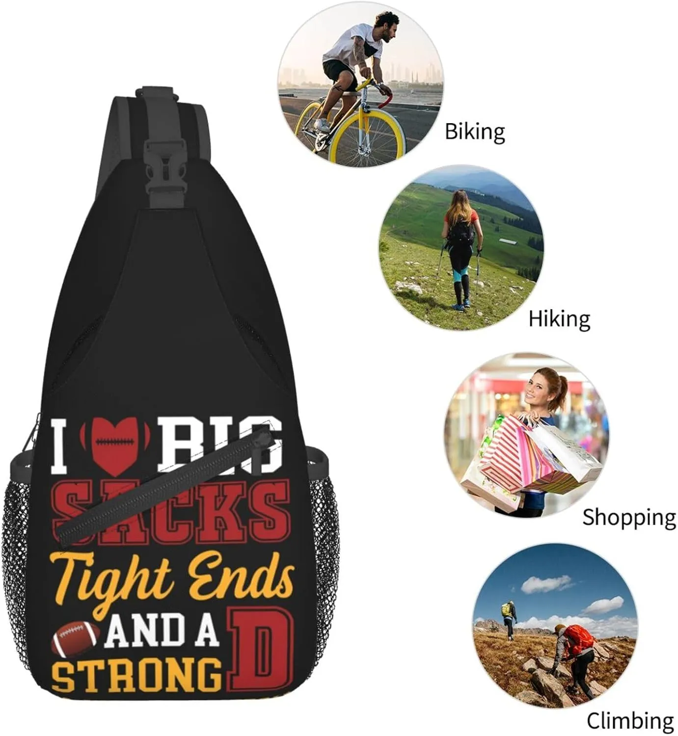 Proud Football Mom Cheetah Print Sling Bag Adjustable Crossbody Bag Casual Chest Bags Travel Shoulder Backpack