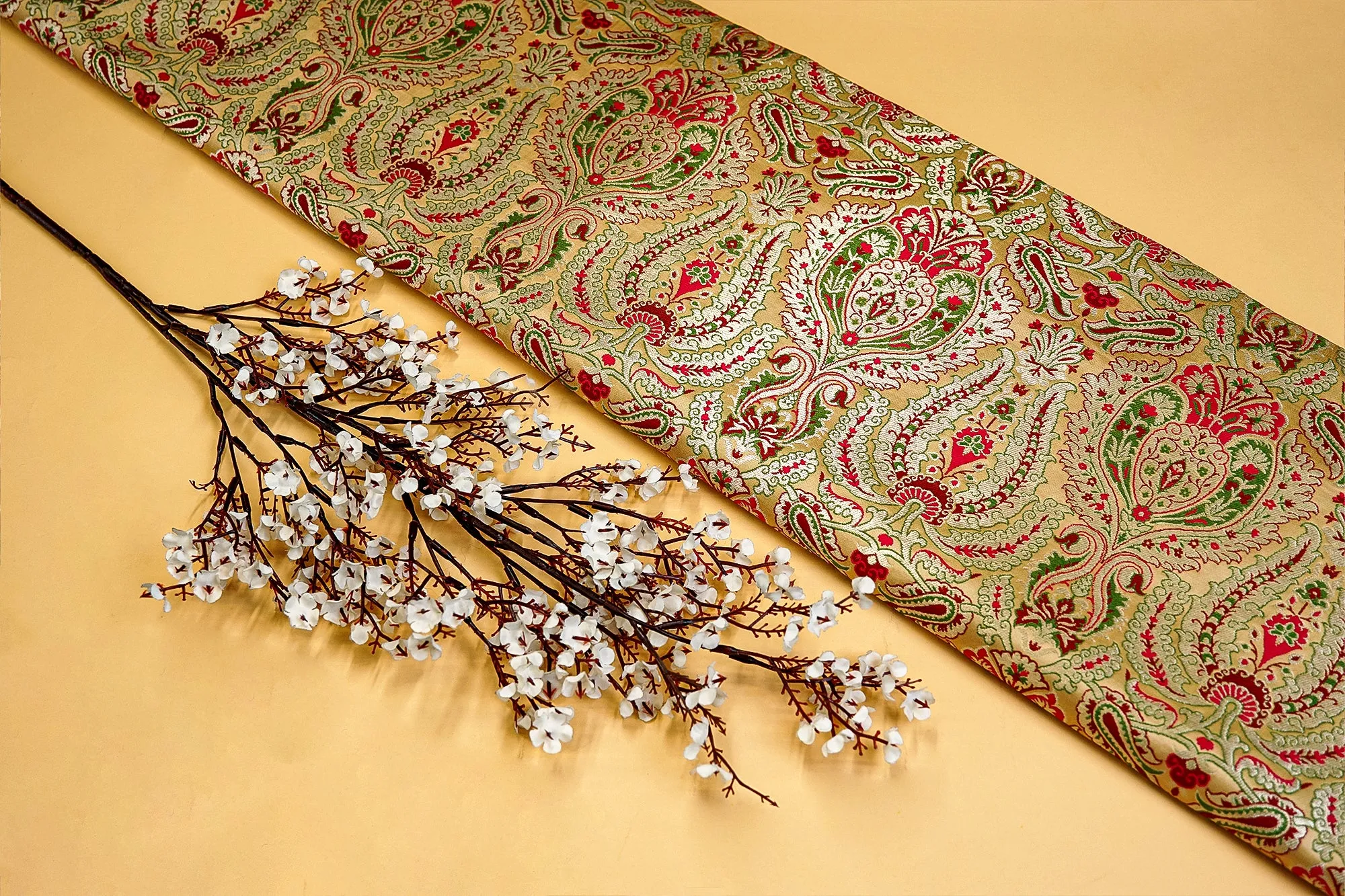 Pure Golden Banarasi Brocade with Beautiful Traditional Handloom