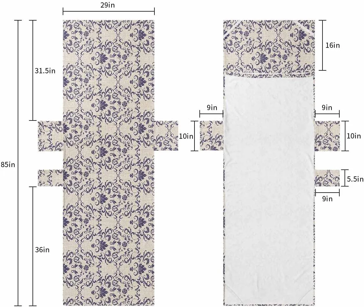 Purple Baroque Chaise Lounger Cover with Pockets, Pool Lounge Chair Covers 85"x29", European Abstract Art Floral Pattern Microfiber Beach Chair Cover for Outdoor Patio Sunbathing