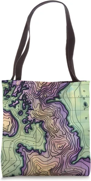 Purple Bohemian Striped Vintage British Isles Topography Map Tote Bag