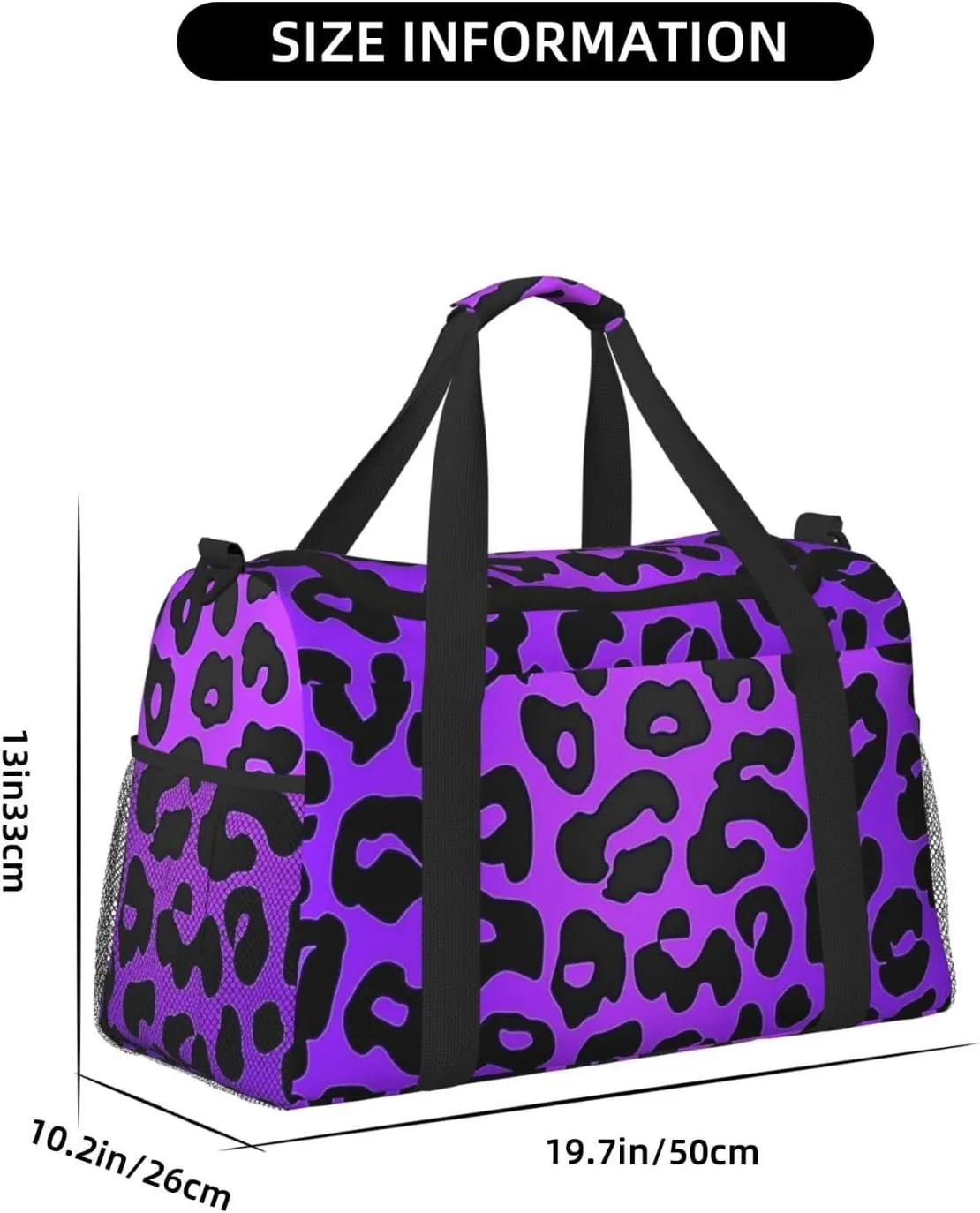 Purple Leopard Print Duffle Bag Foldable Travel Tote Bag Carry On Large Weekender Overnight Bags Waterproof Gym Bag For Women Men