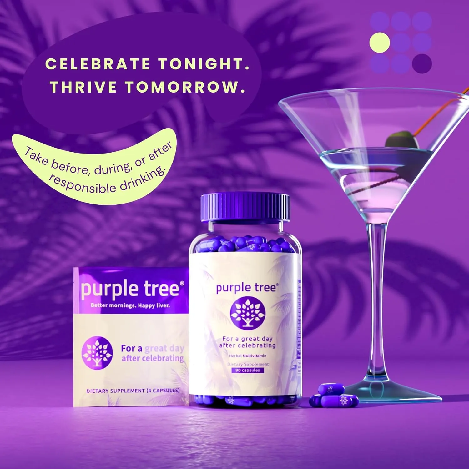 purple tree Post Celebration Wellness Vitamins | Liver Support, Body Replenisher, Rapid Hydration | Dihydromyricetin DHM, Milk Thistle, Electrolytes, Vitamin B, Willow Bark, Quercetin (60 Pills)