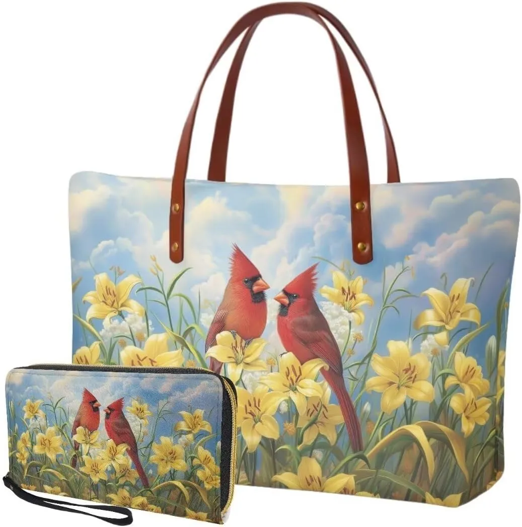 Purse and Wallet Set Large Shoulder Satchel Purse Tote Handbags with PU Wallet for Party Work Shopping Travel