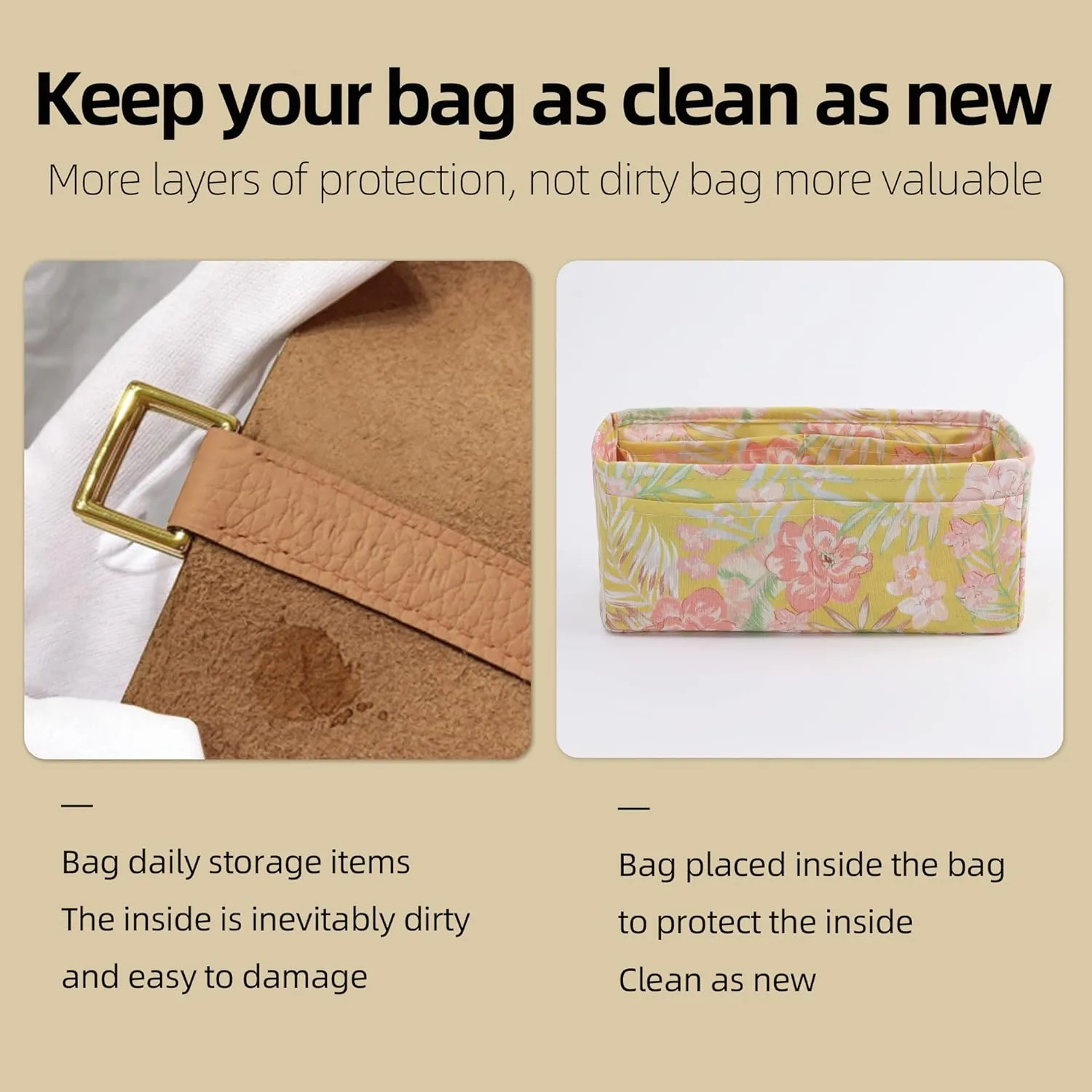 Purse Organizer Insert for Garden Party 30/36/49 bags, Lightweight Handbag Tote Organizer Liner, bag in bag (GP30, Rebirth)