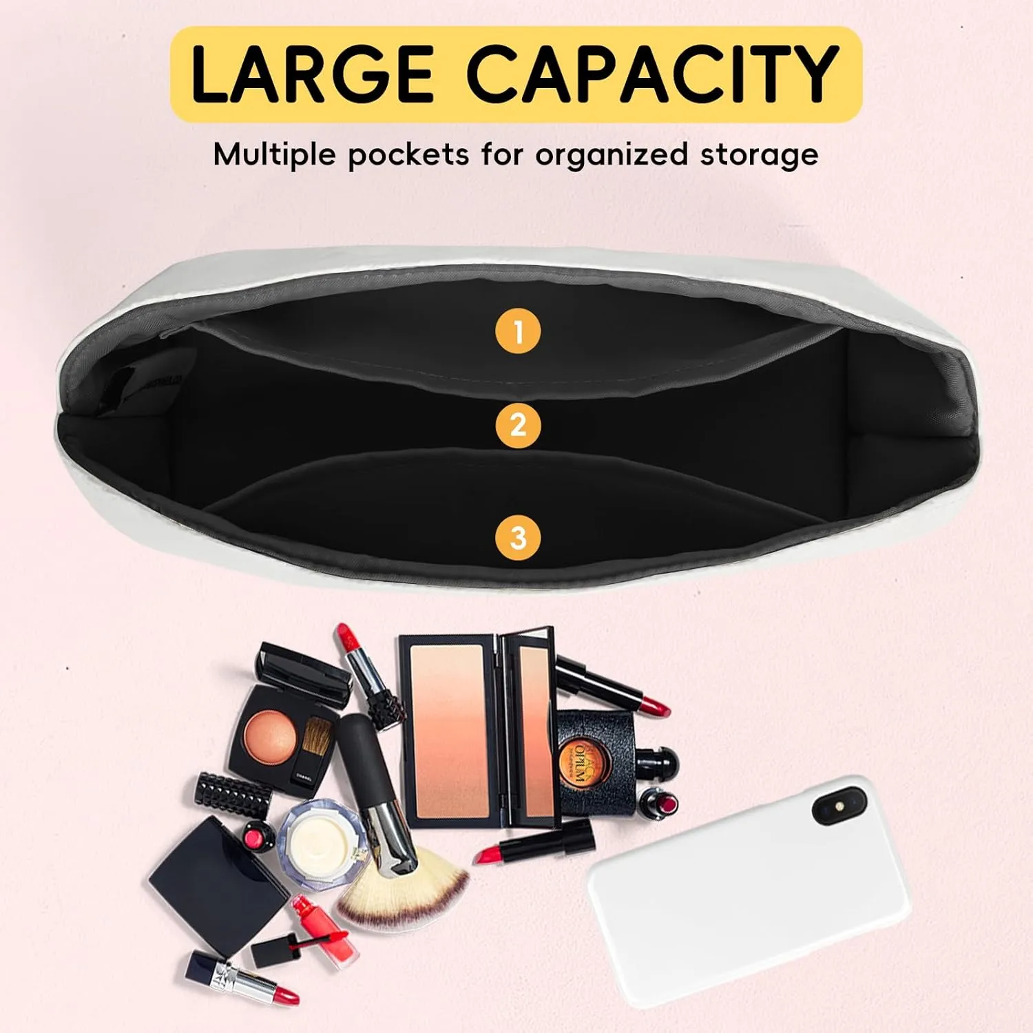Purse Organizer Insert for Handbag TYVEK Inner Organizers Compatible with Hermes Bolide Mini,with Practical Pockets(Black,Bolide Mini)