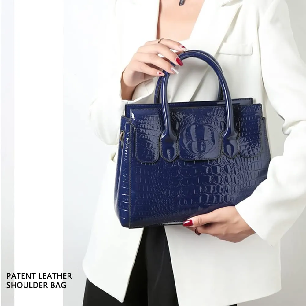 Purses and Handbags for Women Crocodile Pattern Tote Leather Top-Handle Satchel
