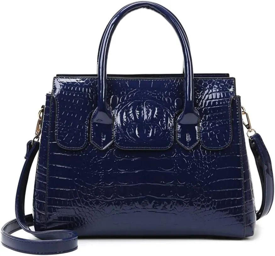 Purses and Handbags for Women Crocodile Pattern Tote Leather Top-Handle Satchel