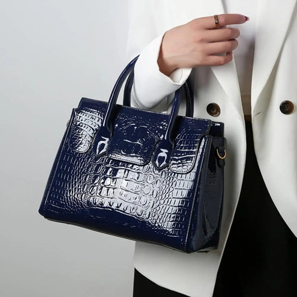 Purses and Handbags for Women Crocodile Pattern Tote Leather Top-Handle Satchel