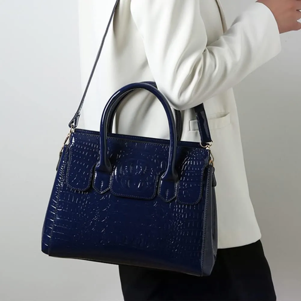 Purses and Handbags for Women Crocodile Pattern Tote Leather Top-Handle Satchel