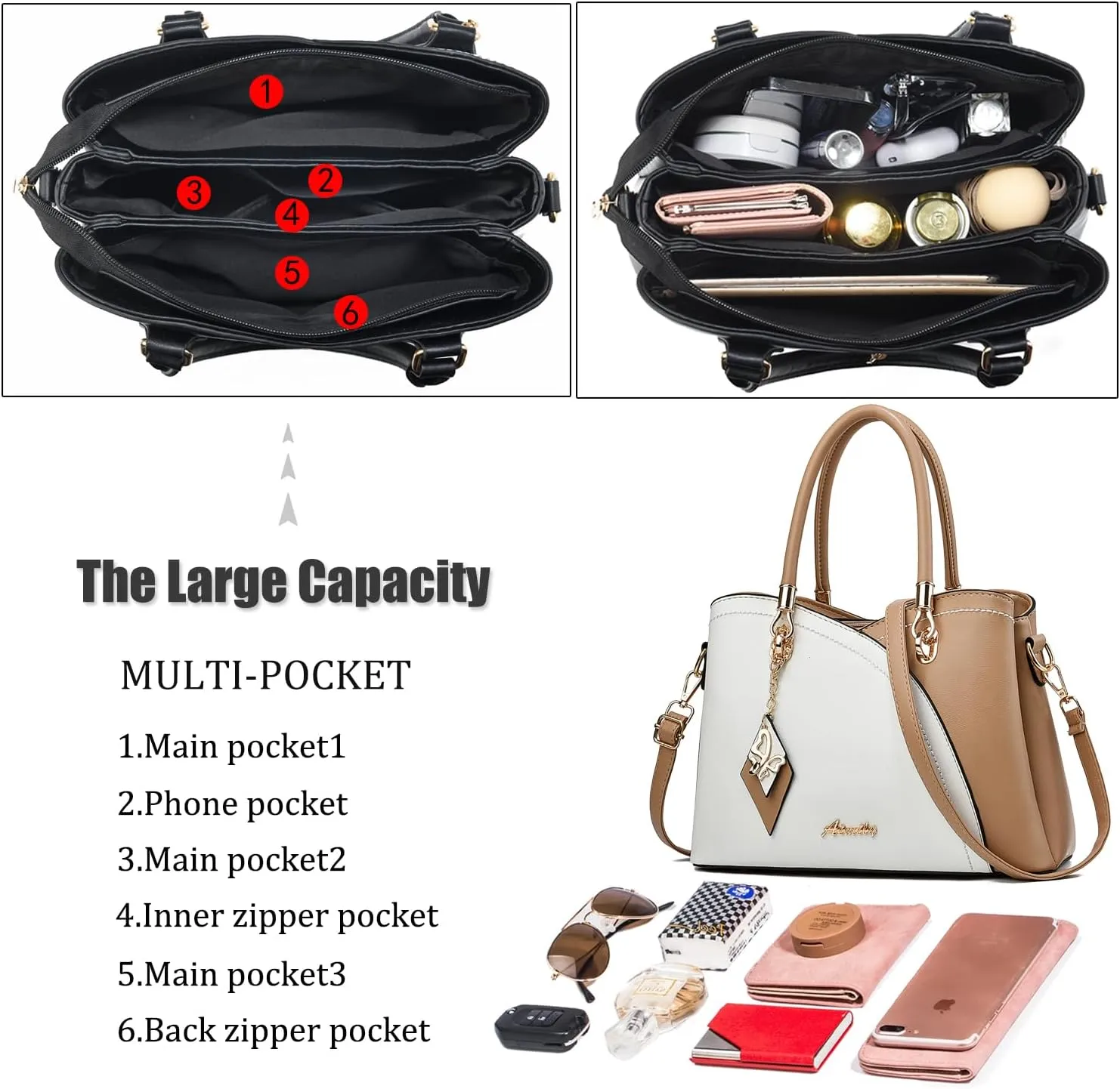 Purses and Handbags for Women Tote PU Leather Ladies Satchel Top Handle Crossbody Shoulder Bag