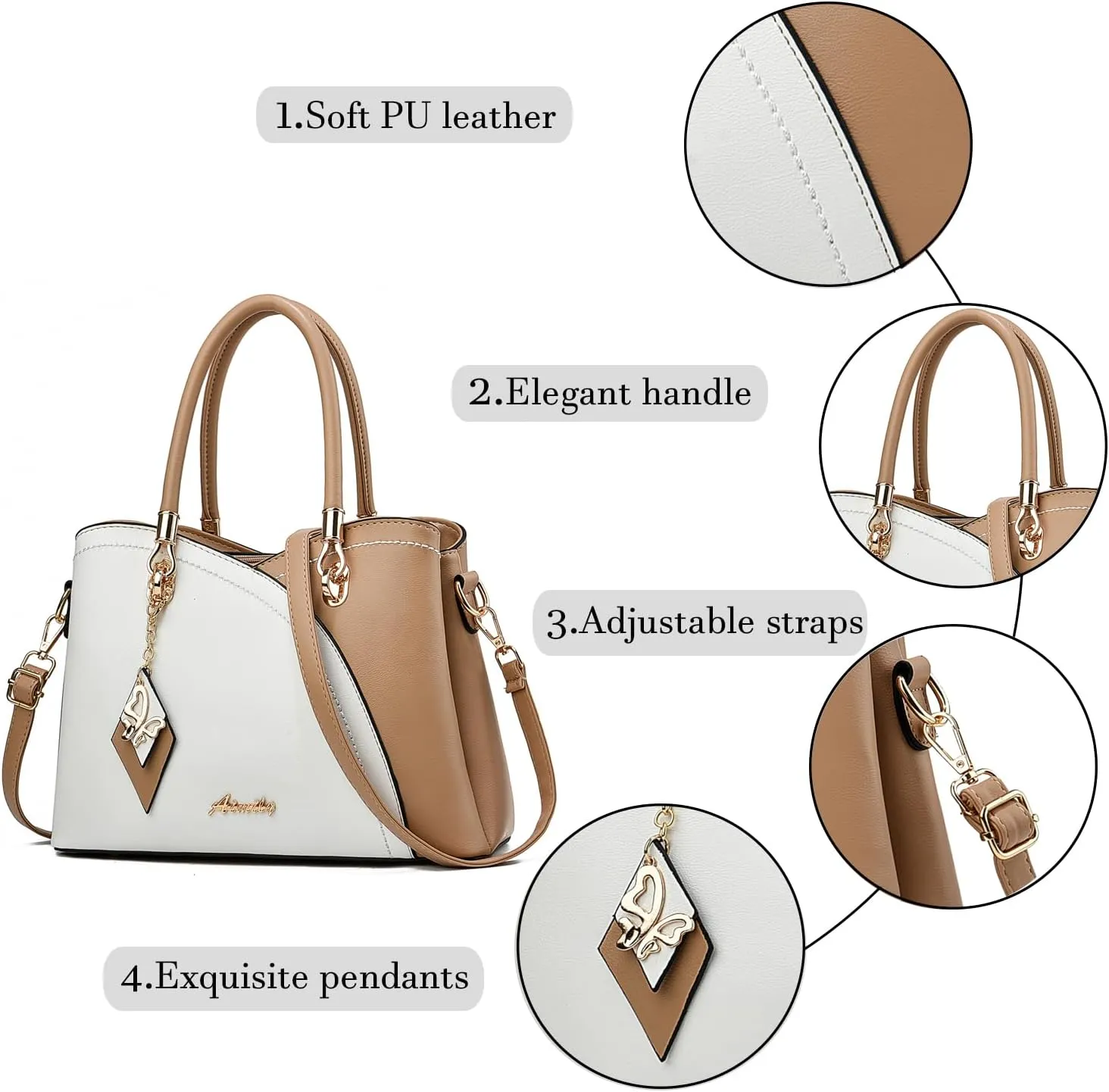 Purses and Handbags for Women Tote PU Leather Ladies Satchel Top Handle Crossbody Shoulder Bag