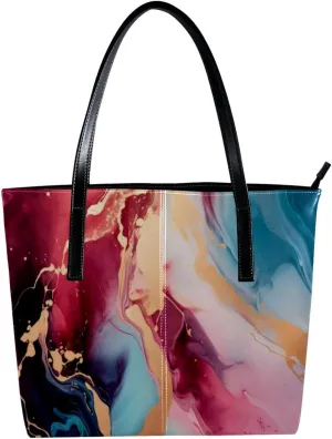 Purses for Women,Tote Bag Aesthetic,Women's Tote Handbags,Abstract Colorful Background Marble
