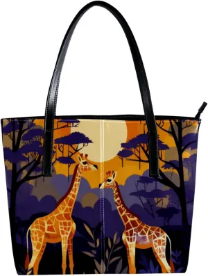 Purses for Women,Tote Bag Aesthetic,Women's Tote Handbags,African Giraffe Grassland
