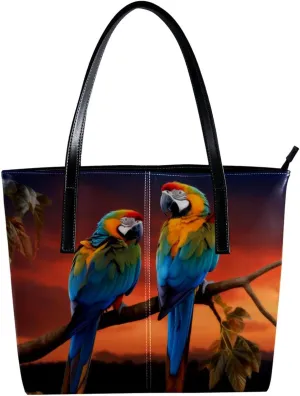 Purses for Women,Tote Bag Aesthetic,Women's Tote Handbags,African Grassland Sunset Parrot