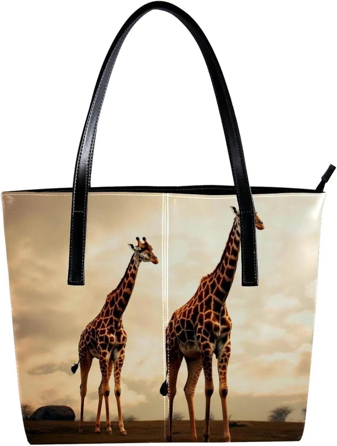 Purses for Women,Tote Bag Aesthetic,Women's Tote Handbags,African Grassland Two Giraffes