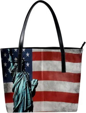 Purses for Women,Tote Bag Aesthetic,Women's Tote Handbags,American Flag Statue of Liberty