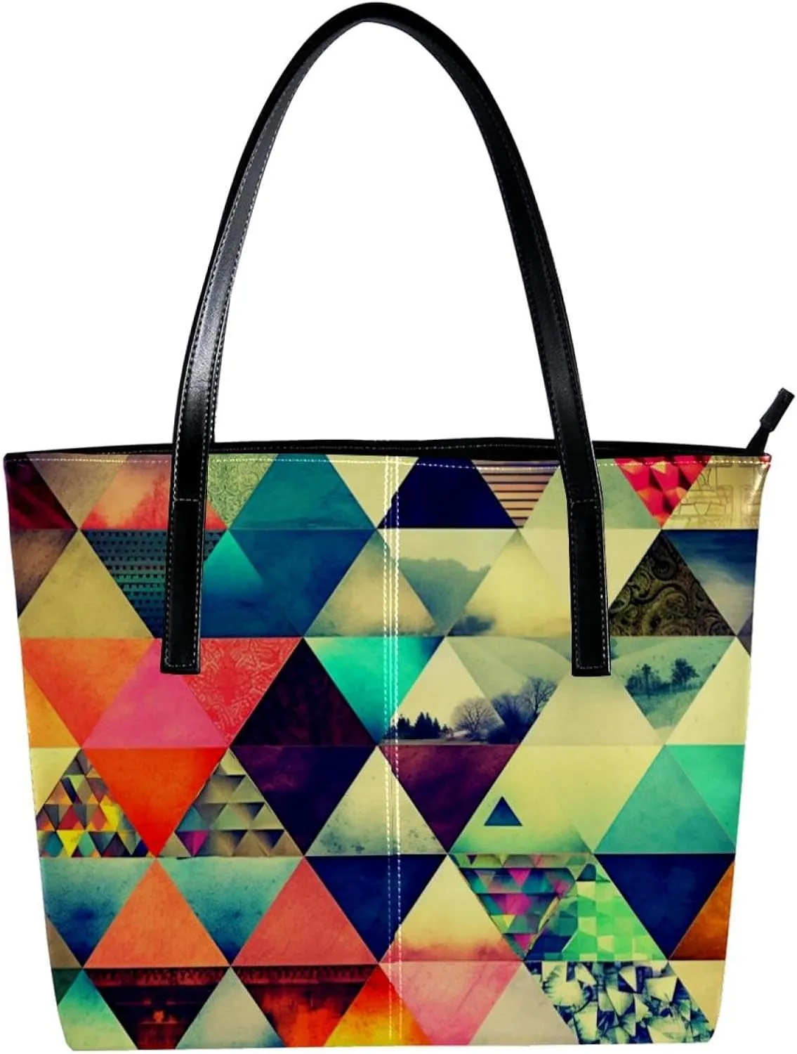 Purses for Women,Tote Bag Aesthetic,Women's Tote Handbags,Art Abstract Triangle Print