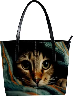 Purses for Women,Tote Bag Aesthetic,Women's Tote Handbags,Bed Cute Cat