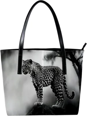 Purses for Women,Tote Bag Aesthetic,Women's Tote Handbags,Black Gray Fog Leopard