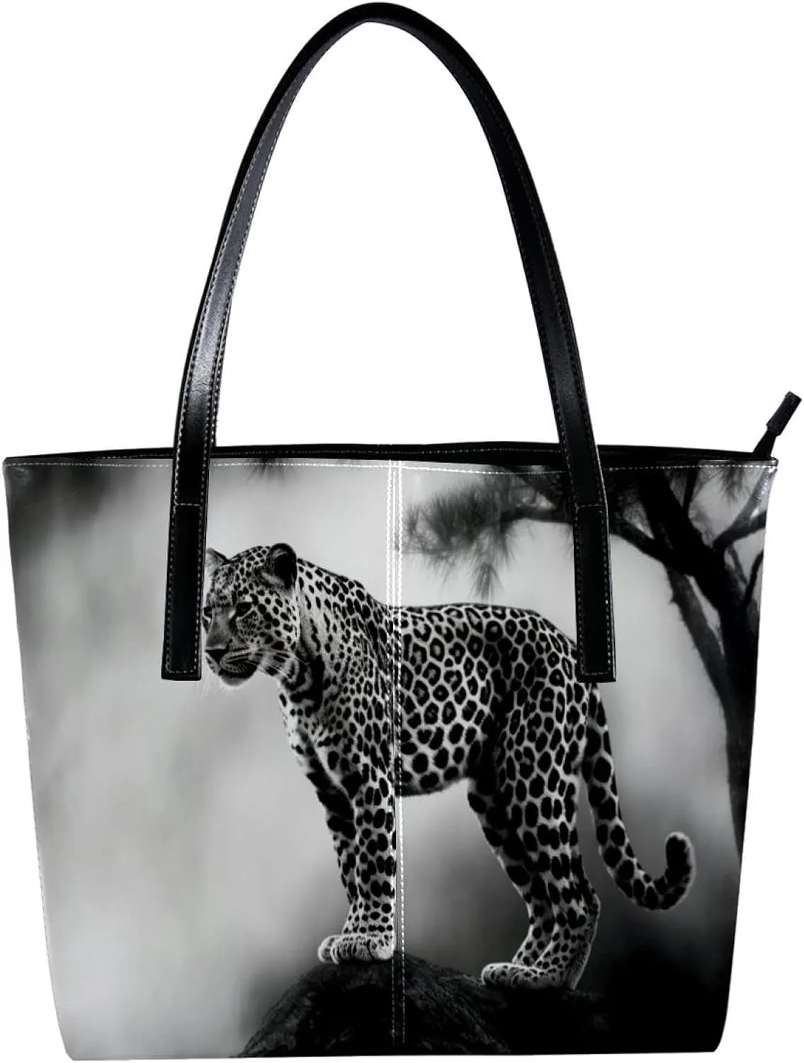 Purses for Women,Tote Bag Aesthetic,Women's Tote Handbags,Black Gray Fog Leopard