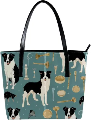 Purses for Women,Tote Bag Aesthetic,Women's Tote Handbags,Border Collie Dog Tennis