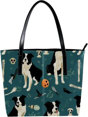 Purses for Women,Tote Bag Aesthetic,Women's Tote Handbags,Border Collie Dog Tennis