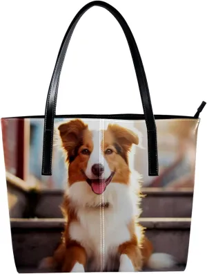 Purses for Women,Tote Bag Aesthetic,Women's Tote Handbags,Border Collie Dog