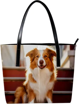 Purses for Women,Tote Bag Aesthetic,Women's Tote Handbags,Border Collie Dog