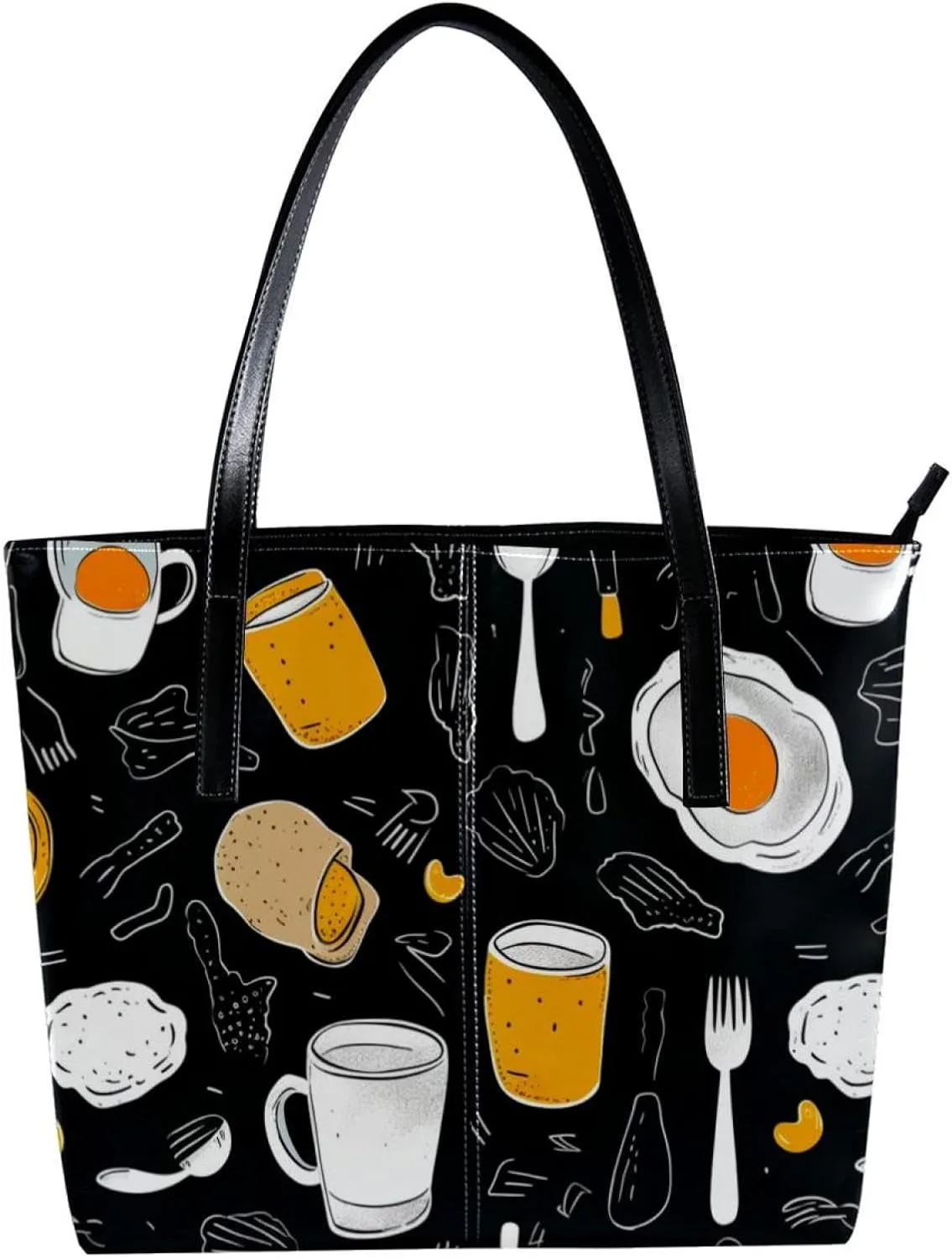 Purses for Women,Tote Bag Aesthetic,Women's Tote Handbags,Breakfast Coffee Fried Egg