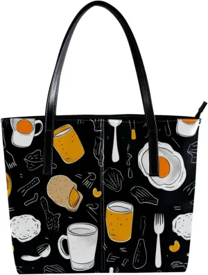 Purses for Women,Tote Bag Aesthetic,Women's Tote Handbags,Breakfast Coffee Fried Egg