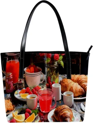 Purses for Women,Tote Bag Aesthetic,Women's Tote Handbags,Breakfast Food