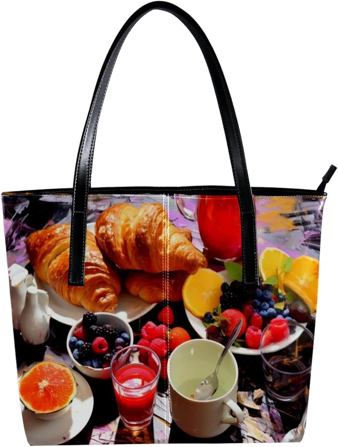 Purses for Women,Tote Bag Aesthetic,Women's Tote Handbags,Breakfast Food