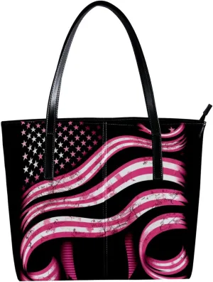 Purses for Women,Tote Bag Aesthetic,Women's Tote Handbags,Breast Cancer Flag Hope