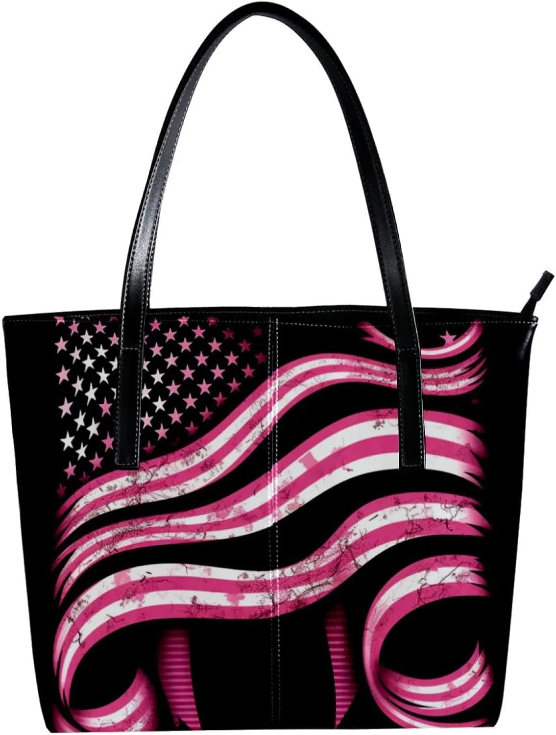 Purses for Women,Tote Bag Aesthetic,Women's Tote Handbags,Breast Cancer Flag Hope