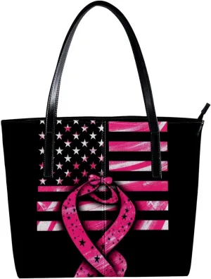 Purses for Women,Tote Bag Aesthetic,Women's Tote Handbags,Breast Cancer Flag Hope
