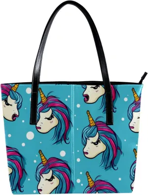 Purses for Women,Tote Bag Aesthetic,Women's Tote Handbags,Cartoon Cute Unicorns Rainbow