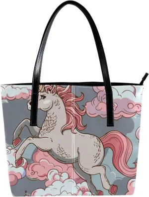 Purses for Women,Tote Bag Aesthetic,Women's Tote Handbags,Colored Cloud Unicorn