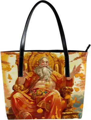 Purses for Women,Tote Bag Aesthetic,Women's Tote Handbags,Colorful Wealth God Art Illustration