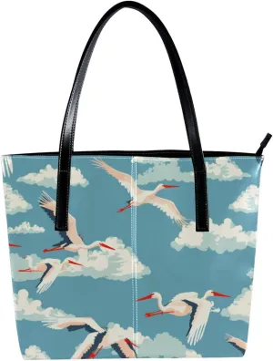 Purses for Women,Tote Bag Aesthetic,Women's Tote Handbags,Crane and Cloud