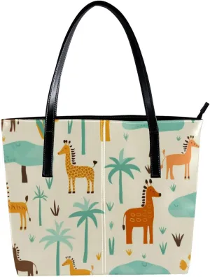 Purses for Women,Tote Bag Aesthetic,Women's Tote Handbags,Deer Lion Tree Rhinoceros