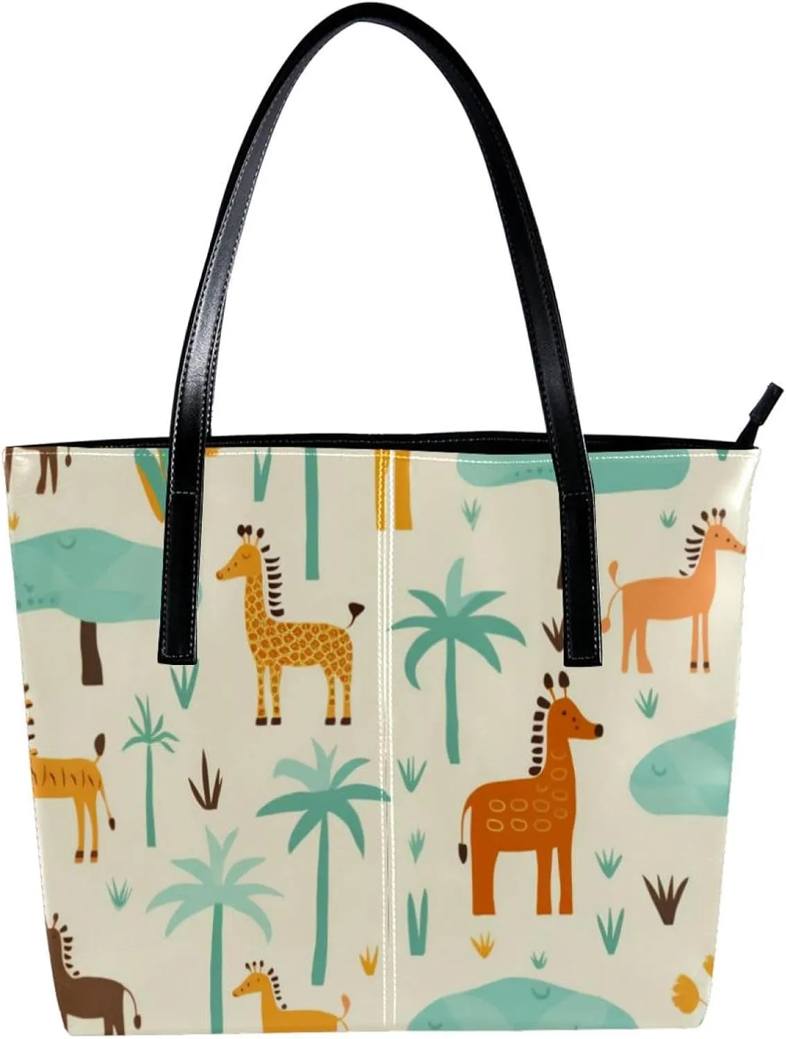Purses for Women,Tote Bag Aesthetic,Women's Tote Handbags,Deer Lion Tree Rhinoceros