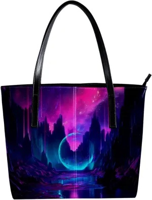 Purses for Women,Tote Bag Aesthetic,Women's Tote Handbags,Fantastic Natural Purple Aurora