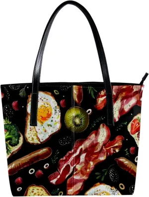 Purses for Women,Tote Bag Aesthetic,Women's Tote Handbags,Food Breakfast